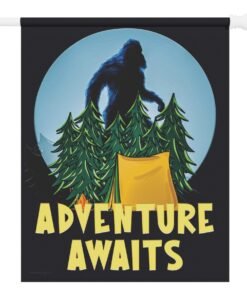 Adventure Awaits Bigfoot Camping Funny Yard Flag